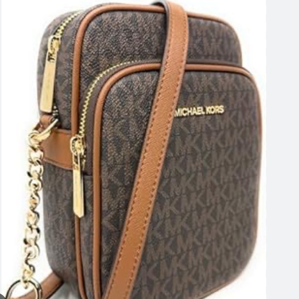 Michael Kors Jet Set Travel Brown Signature LogoCrossbody Bag